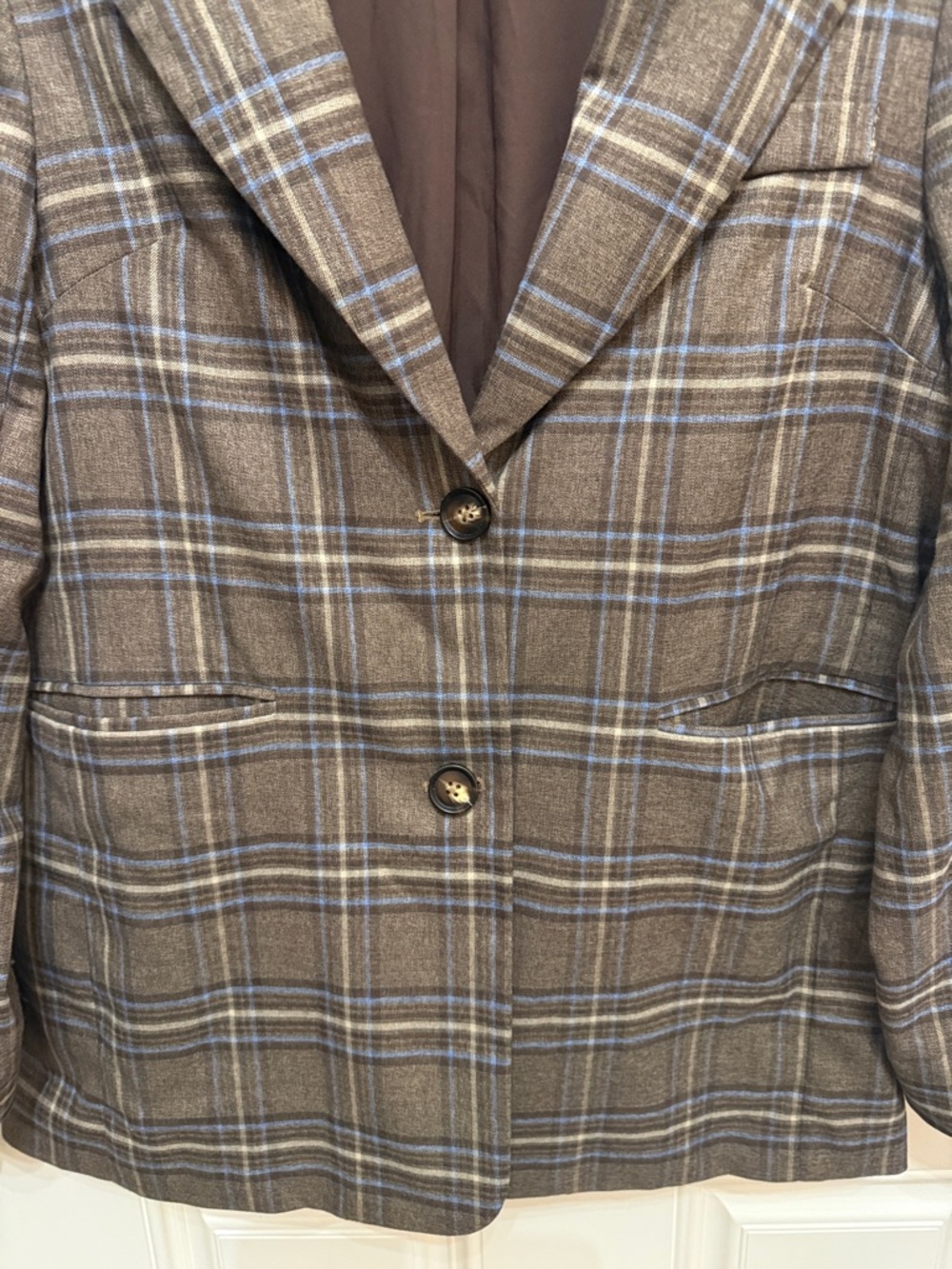 Lovers + Friends Plaid Brown/blue Oversized Blazer Jacket - Women's size small - Picture 10 of 16